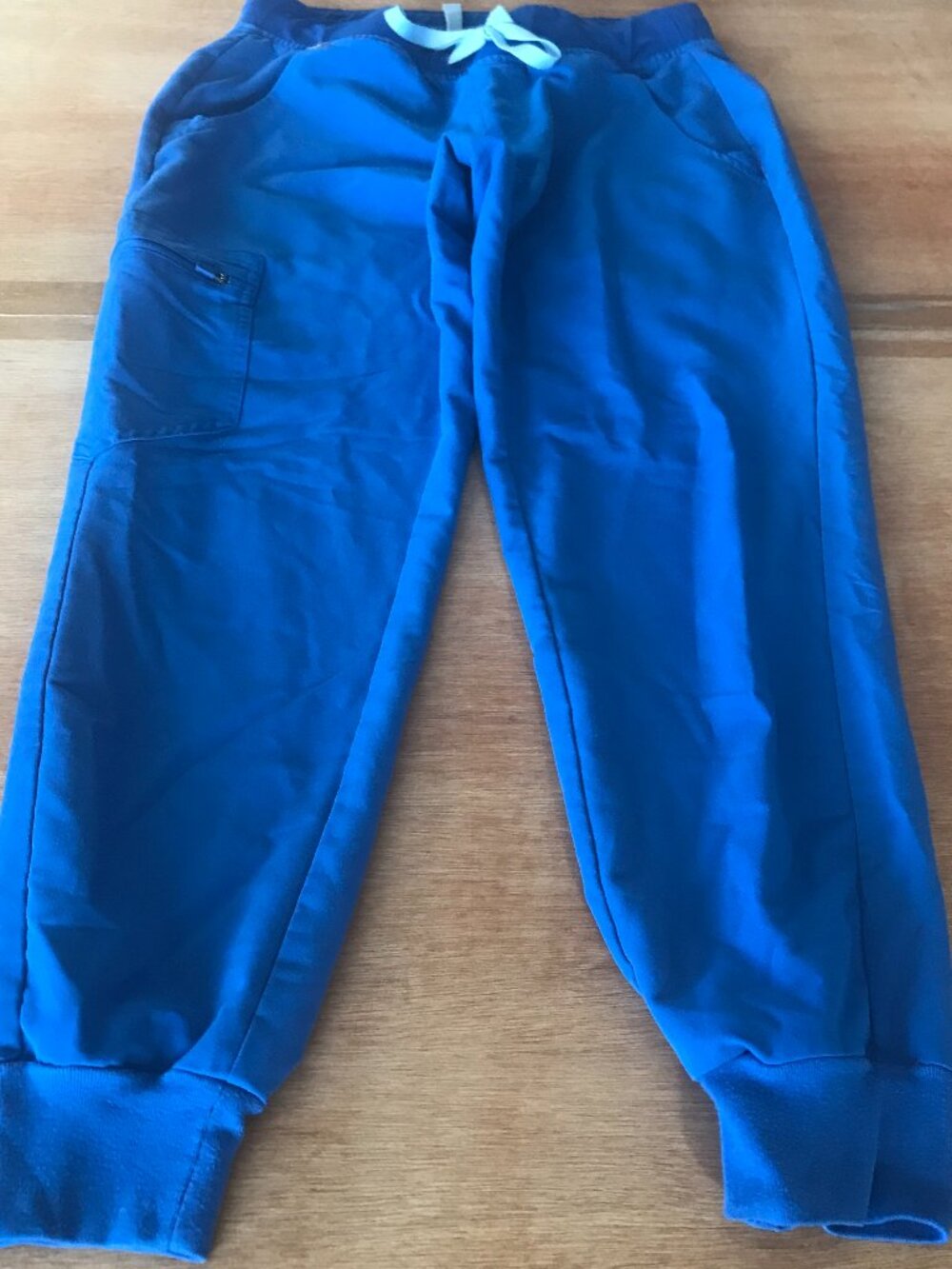 Figs Zamora Jogger Scrub Pants Women S Blue Zip Pocket Mid Rise Tie Waist Nurse